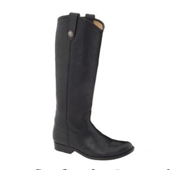 Frye Black Melissa Button Leather Tall Riding Boot Knee...